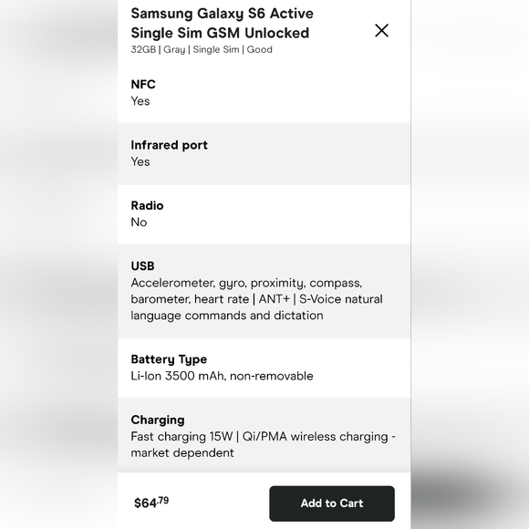GUC Samsung Galaxy S6 Active 32GB AT&T phone - Picture 8 of 9